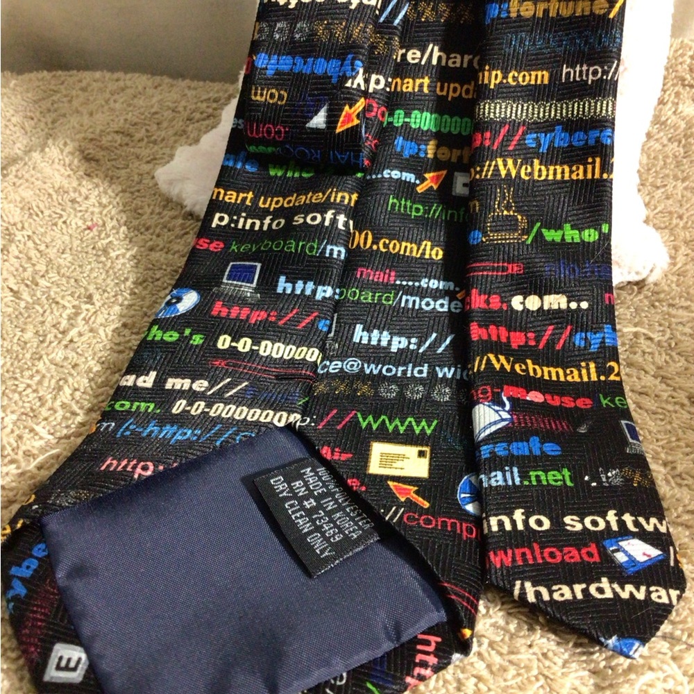 Multicolor Code-Print Men's Tie - Tech Text Pattern - Picture 9 of 12